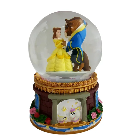 DISNEY Beauty and the Beast Tune "Beauty and the Beast"Waterglobe Snow Globe New - Picture 1 of 6